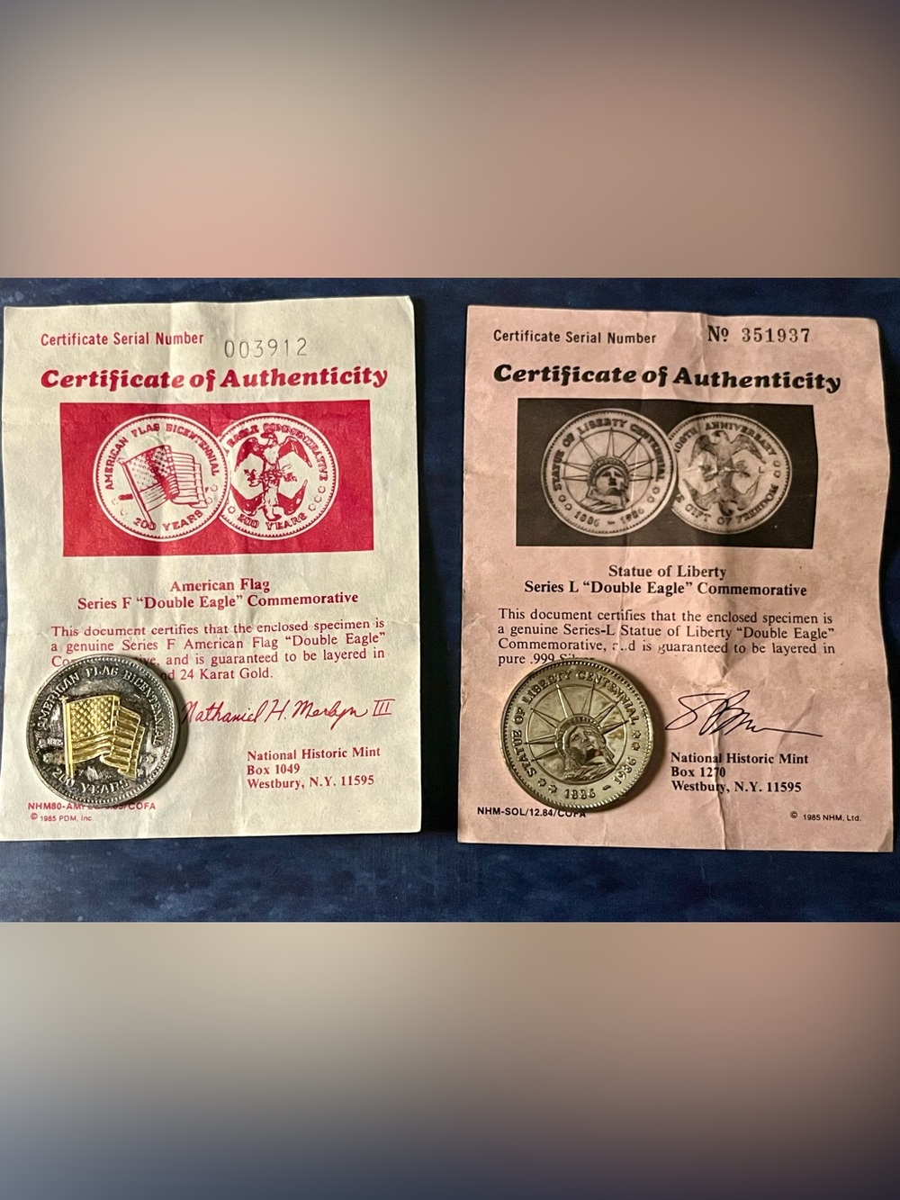 2  “ Double Eagle” collector coins w/ certificates of authenticity